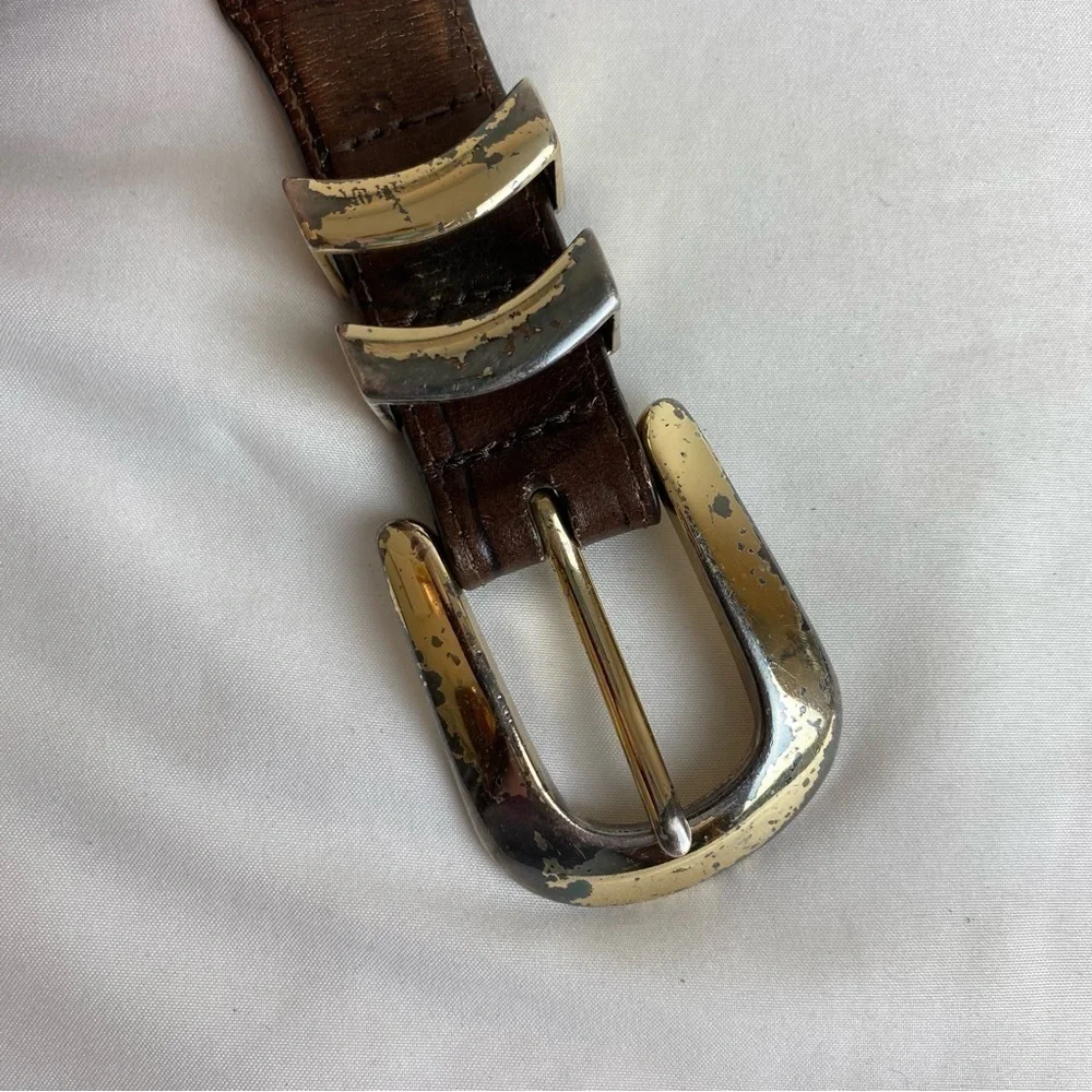 Brighton Vintage Onyx Crocodile Embossed Leather Belt #19408